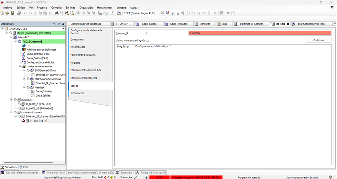 Error de excepcion iR ETN - Eth Ip Scanner