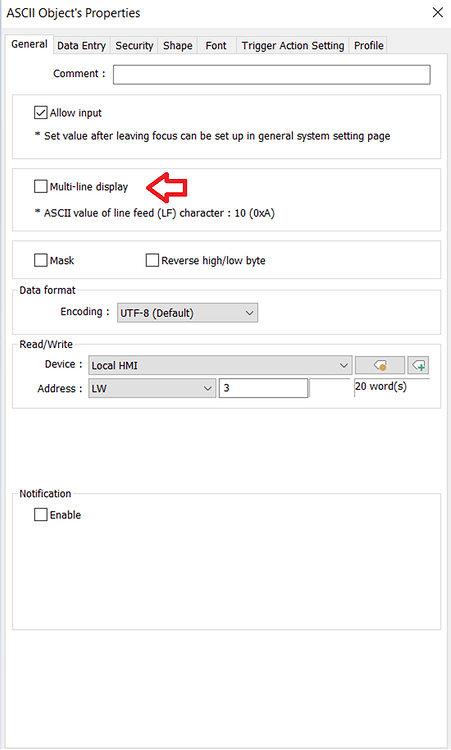 How to set the STRING length of an ASCII object or configure a multi ...