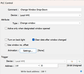 PLC control window change