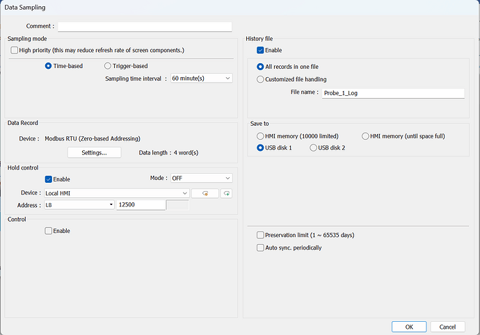Data Sampling Settings